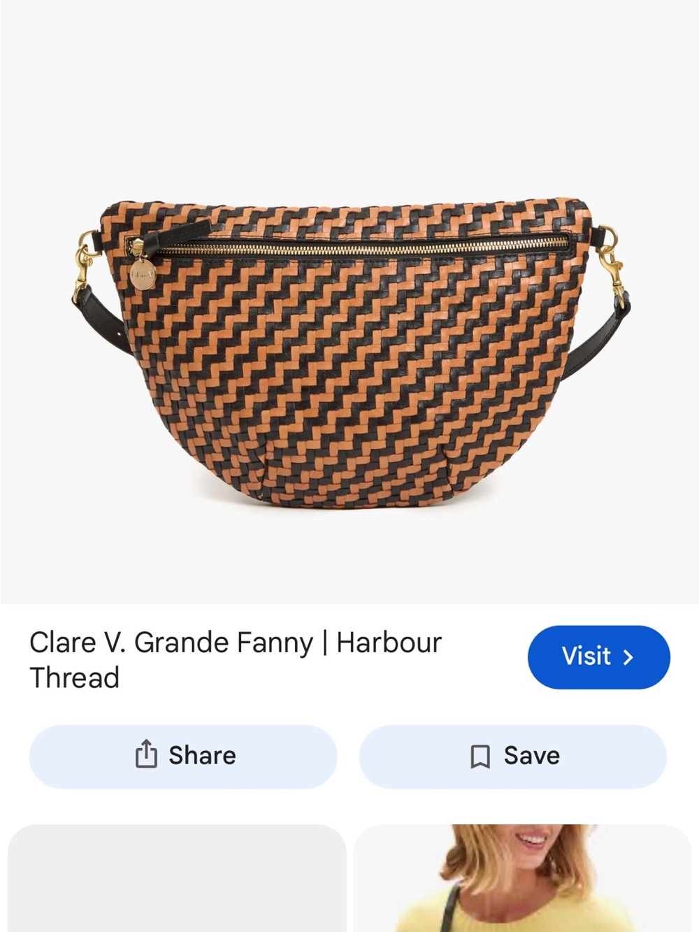 Clare V Woven Crossbody in Black & Tan